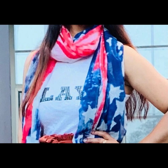 American flag stars stripes red white blue neck head lightweight scarf - Picture 9 of 11